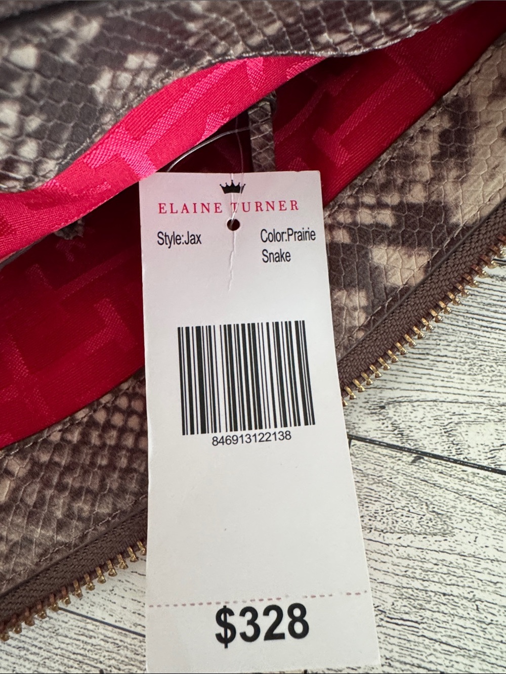 Elaine Turner Jax Leather Snake Print Bag NWT - Picture 11 of 11